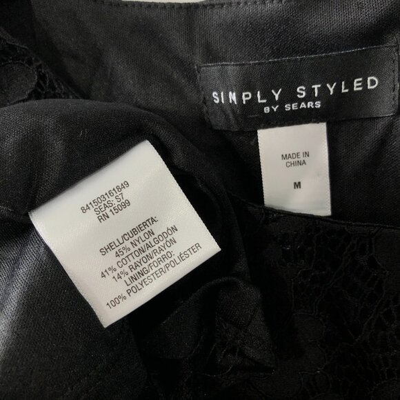 Simply Styled Womens Size M Black Lace 3/4 Sleeve Scoop Neck Mini Dress - Picture 5 of 9